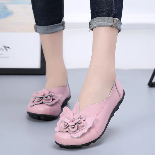 Summer Soft Genuine Leather Flat Slip On Loafers