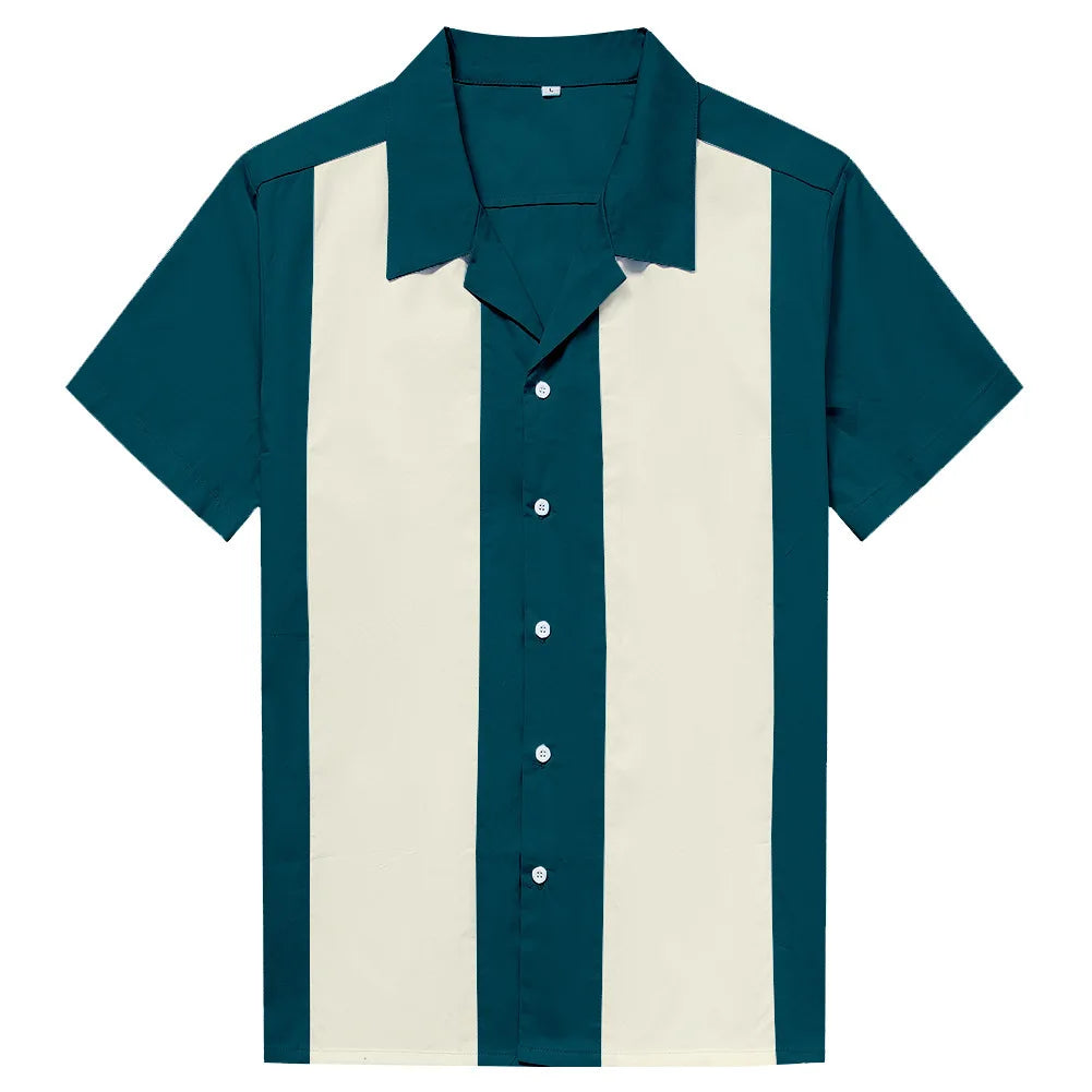 Men Short Sleeve Work Bowling Shirts