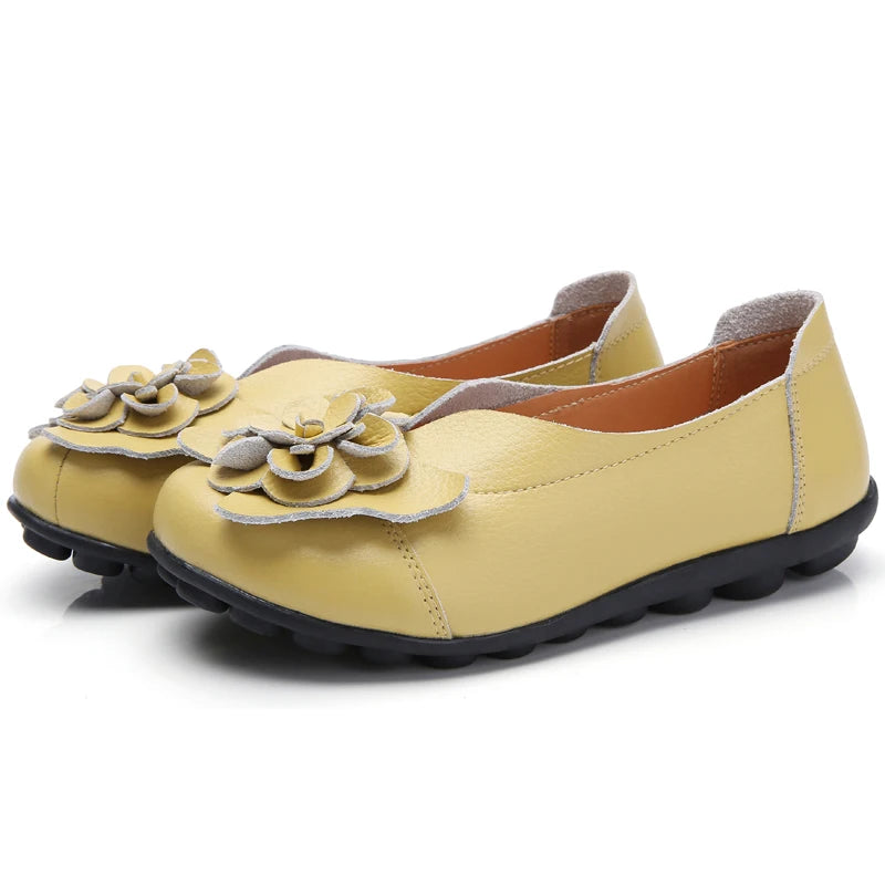Summer Soft Genuine Leather Flat Slip On Loafers