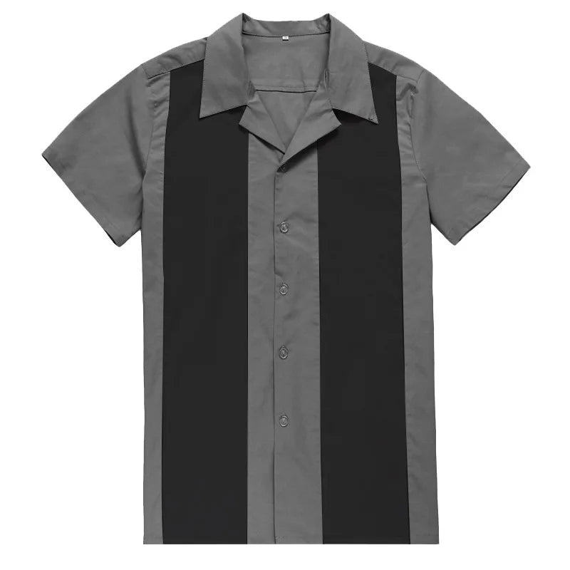 Men Short Sleeve Work Bowling Shirts