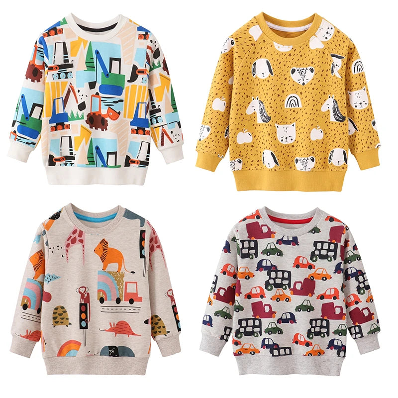 New Arrival Autumn Winter Animals Print Girls Sweatshirts