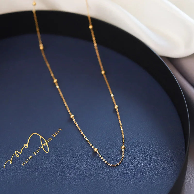 New Stainless Steel Gold Color Beads Necklace