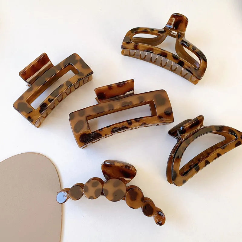 New Bilandi Elegant Leopard Print Resin Grab Clip