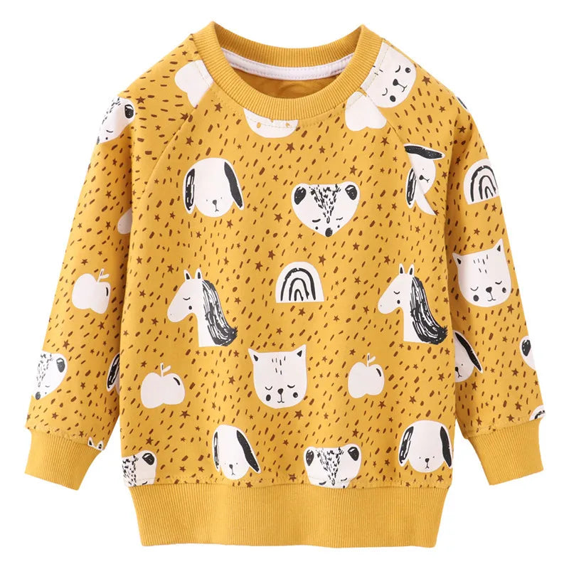 New Arrival Autumn Winter Animals Print Girls Sweatshirts