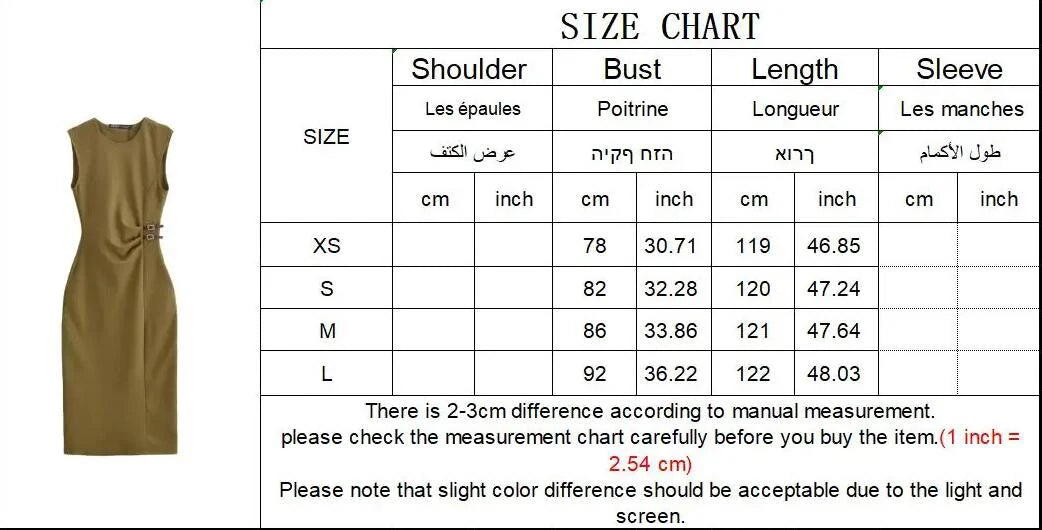 Pleated Midi O-neck Sleeveless Chic Pleated Dress Causal Party Dress