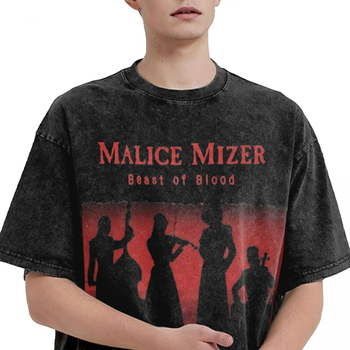 Malice Mizer Washed T Shirt 100% Baumwolle Oversize Sommer