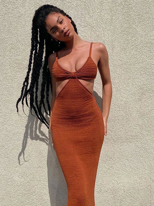 Spaghetti Strap Sexy Backless Maxi Summer Dress
