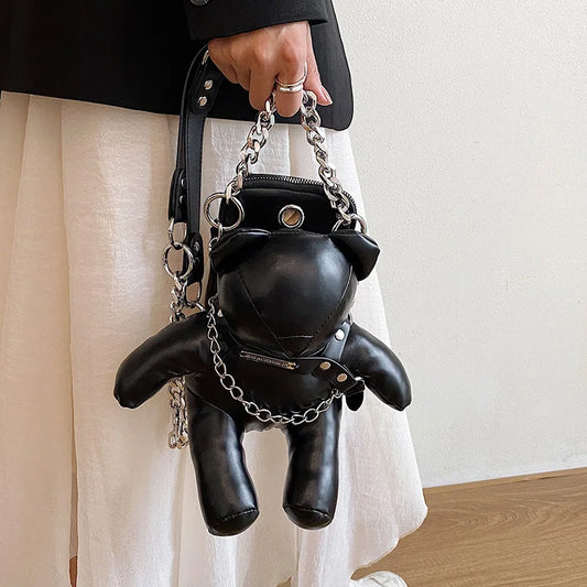 Designer Bear Doll Leather Fashion Chain Crossbody Shoulder Bag