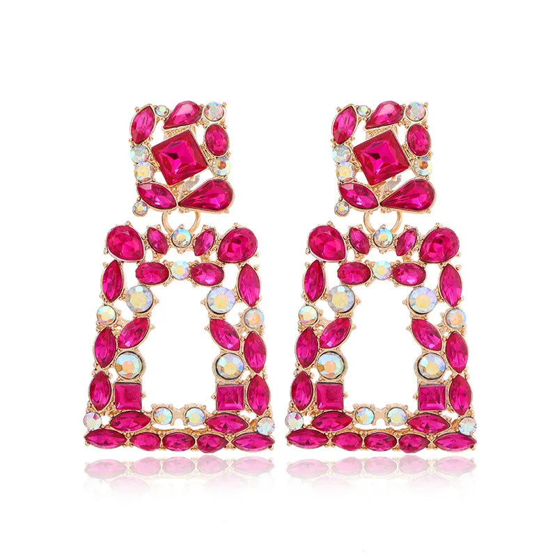 New Boho Ethnic Colorful Crystal Clip on Earrings