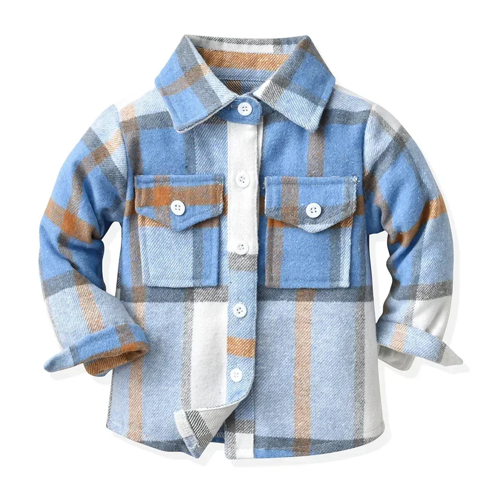 Children's Autumn Plaid Long Sleeved Shirt