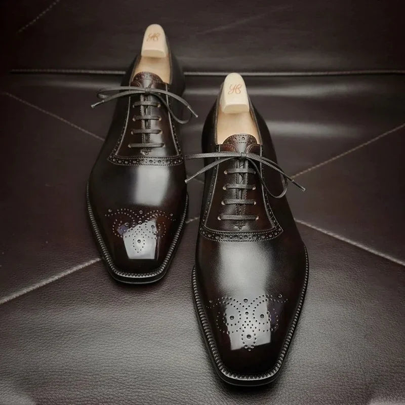 Men Brown Black Business Lace-up Pu Office  Brogue Shoes