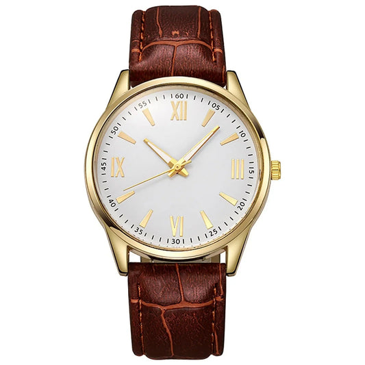 Men Leather Ultra Thin Band Business Wristwatches