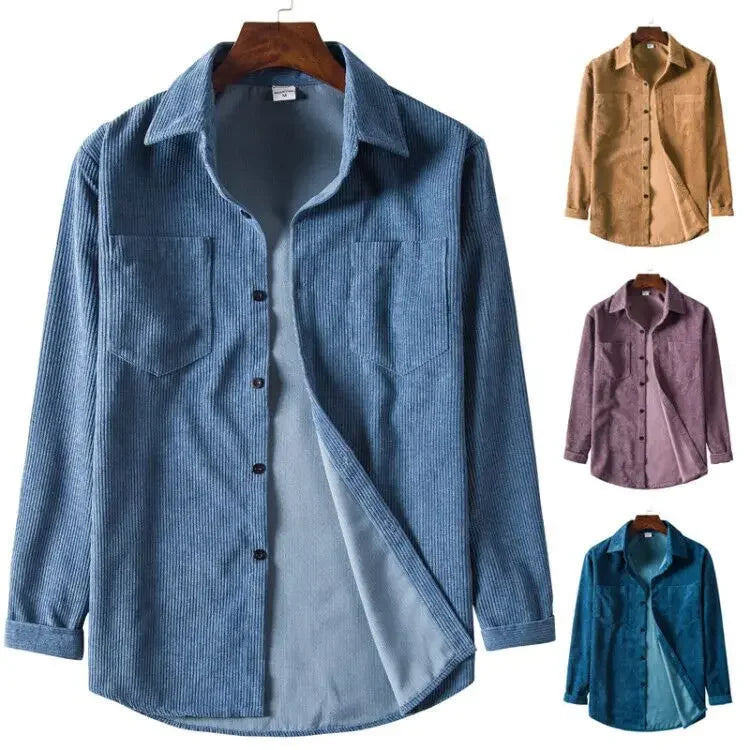 Herren Western Cord Langarm Casual Button Down Hemden