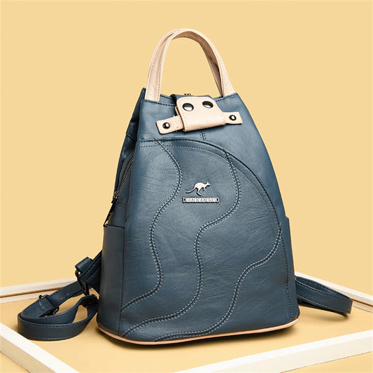 Ladies's Leather Vintage Bookpack Large Capacity Travel Backpack Schoolbag Mochila Women's Shoulder Bag