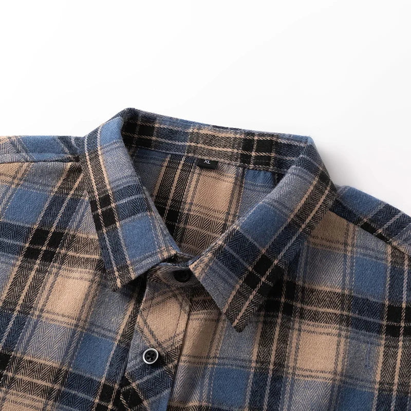 Herbst Langarm Blau Lose Herren Casual Hemd