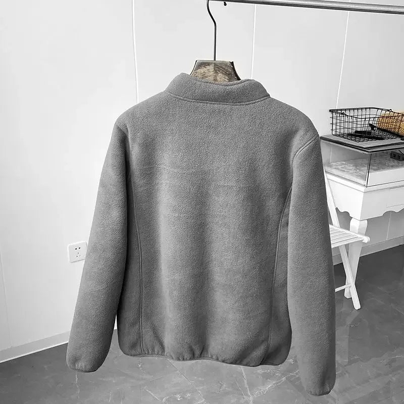 Neuer Winterfleece-Mantel mit Sherpa-Fleece in Volltonfarbe