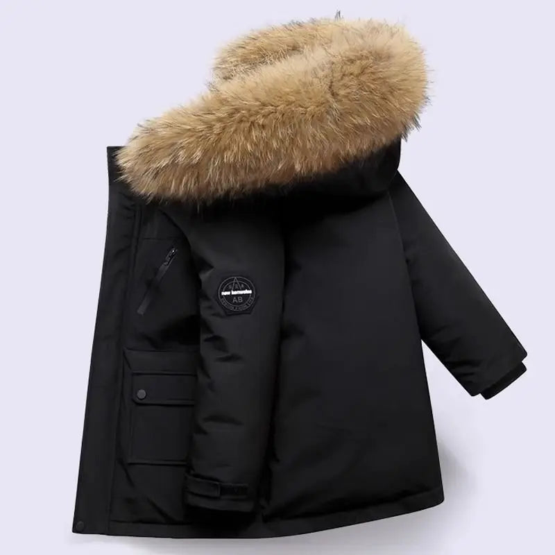 Children's new big hair collar boy cotton jacket