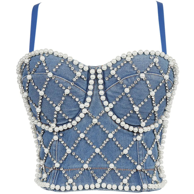 Women's Denim Bralette Cropped Top