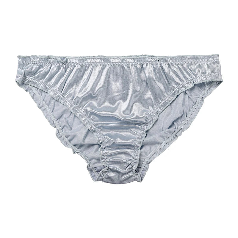 New Frill Trim Satin 100% Ice Silk Seamless No Show Underwear