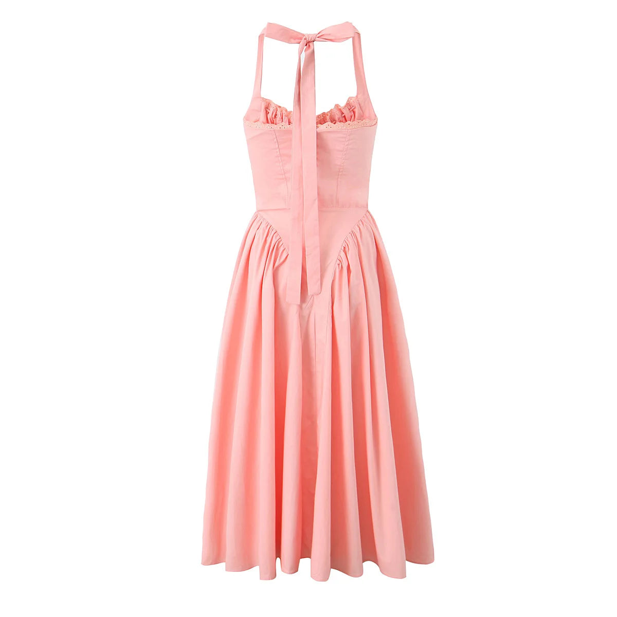 Sexy Pink Corset Style Bow Halter Dress