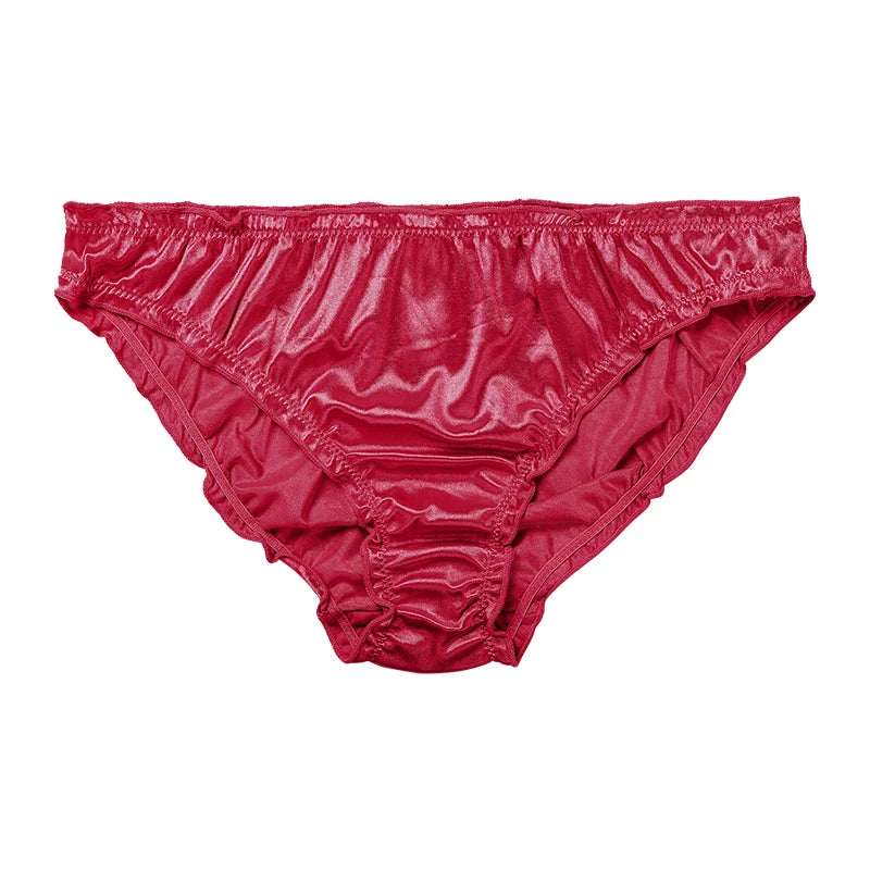 New Frill Trim Satin 100% Ice Silk Seamless No Show Underwear