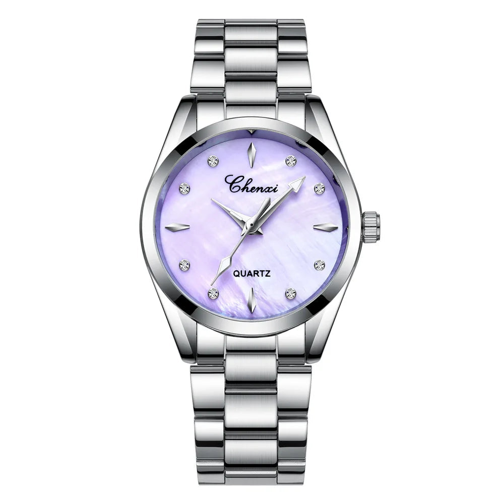Women Fashion Elegant Diamond Shell Dial Wristwatch