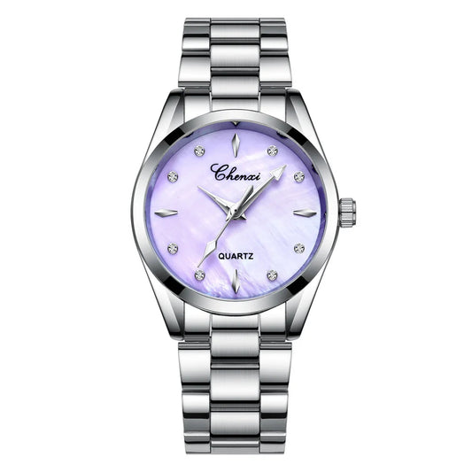 Women Fashion Elegant Diamond Shell Dial Wristwatch