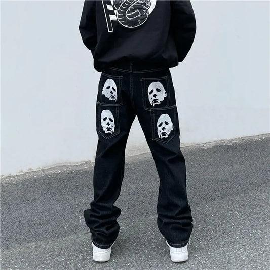 American Style High Street Skeleton Printing Jeans