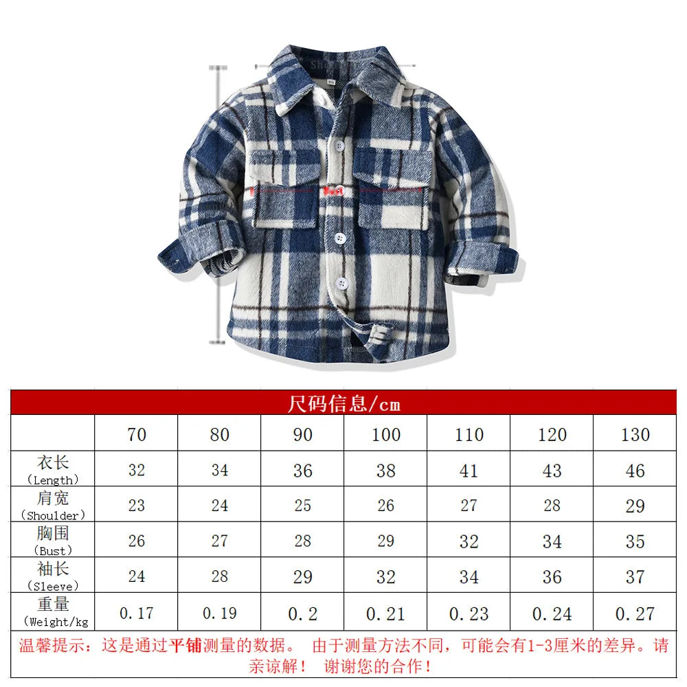 Children's Autumn Plaid Long Sleeved Shirt