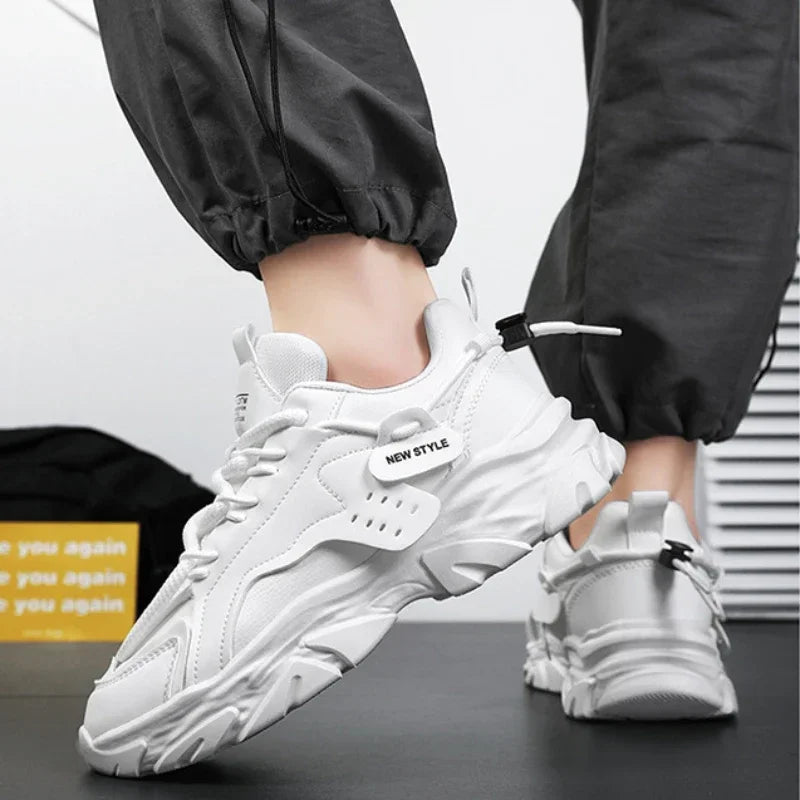 Herren PU Leder Plateau Freizeit Sneakers