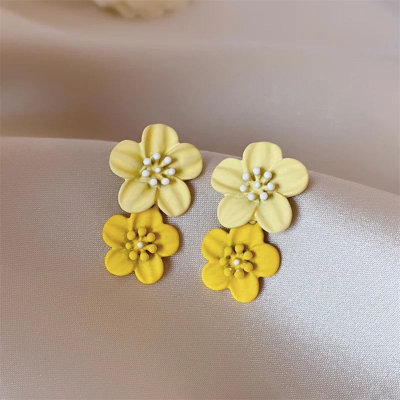 Women Double-layers Floral Dangle Earrings
