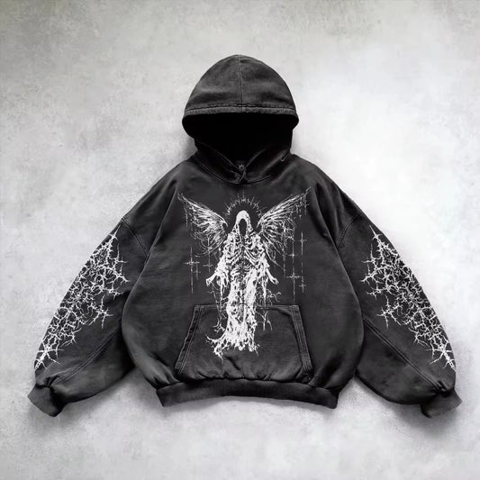Neuer Hip-Hop-Hoodie mit Retro-Gothic-Grafikdruck