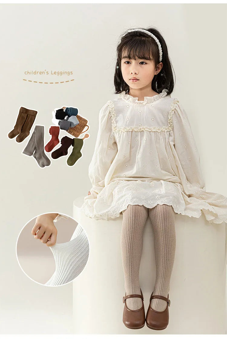 Autumn Girls Tights Warm Solid Color Cotton Stockings
