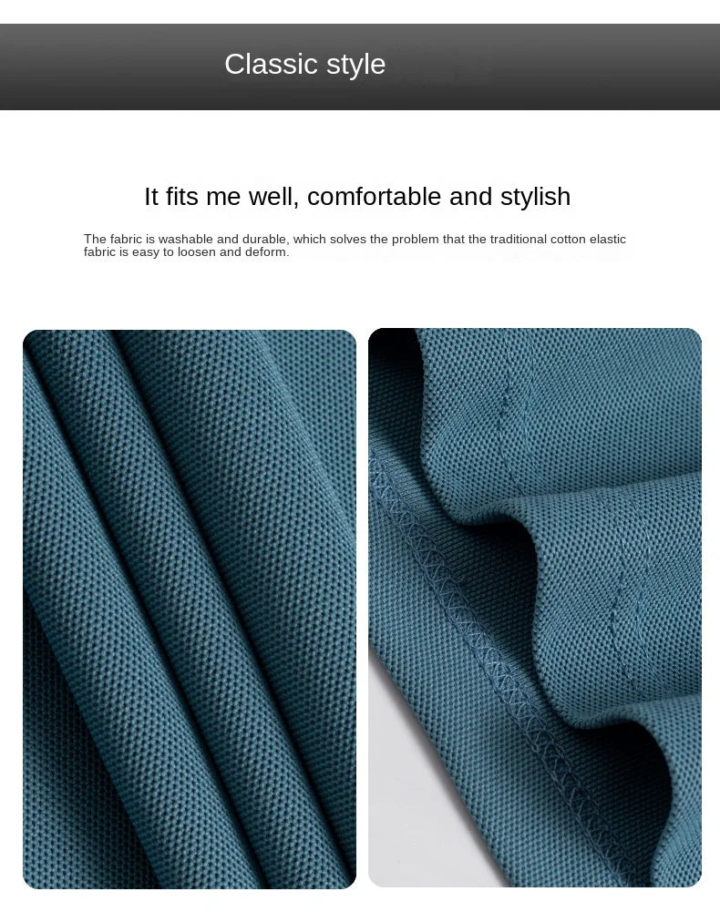 Besticktes Langarm-Poloshirt für Herren in Volltonfarbe