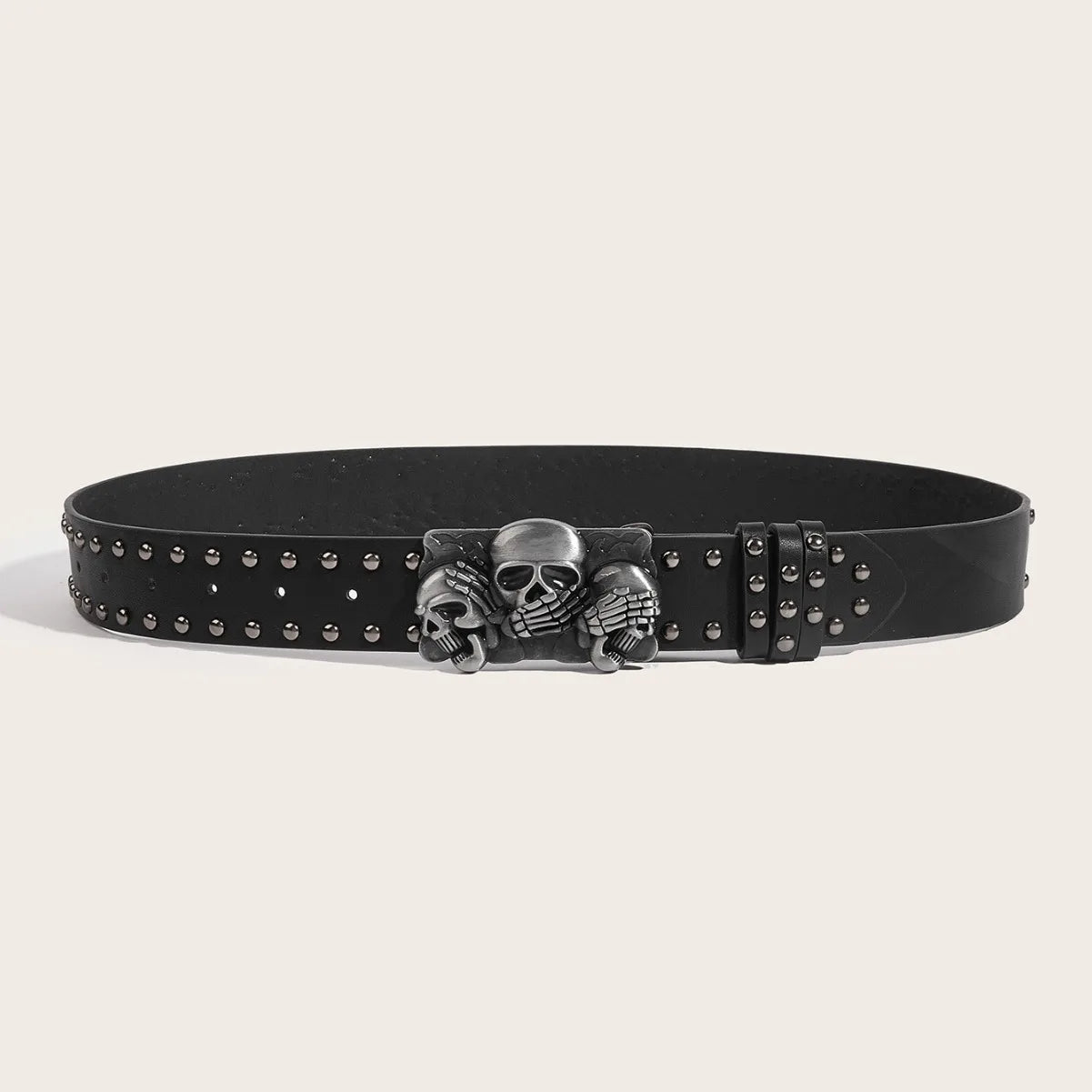 High Quality Luxury Brand Skull  Rivet Waist Belt