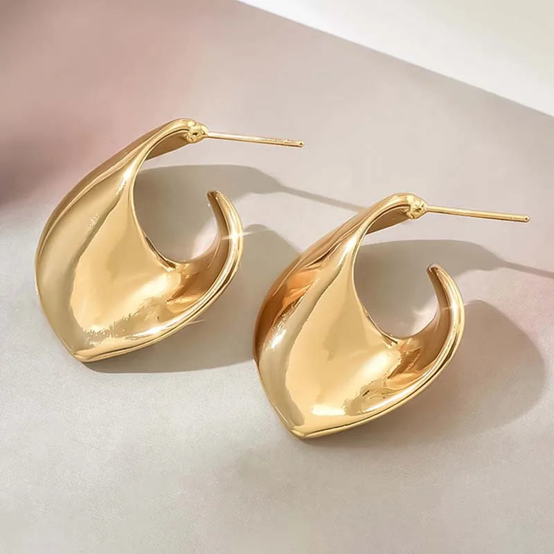 New Fashion Metal Geometric Smooth Chunky Drop Earring