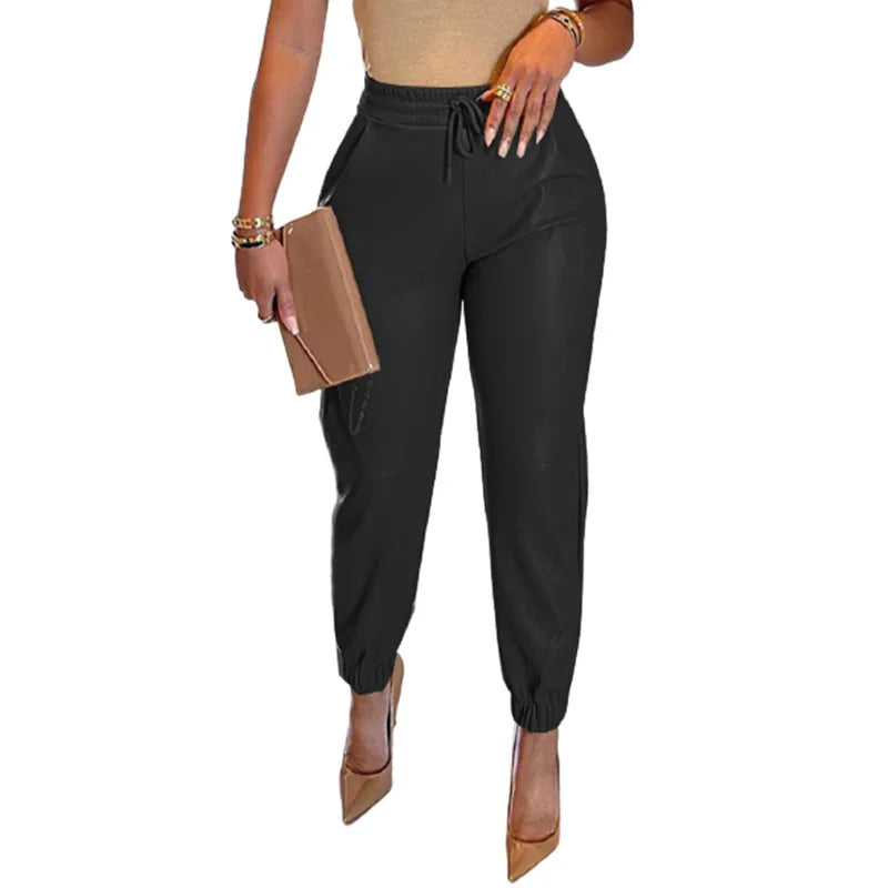 Sommer PU Leder Bund Fuß Haut Höhe Hose