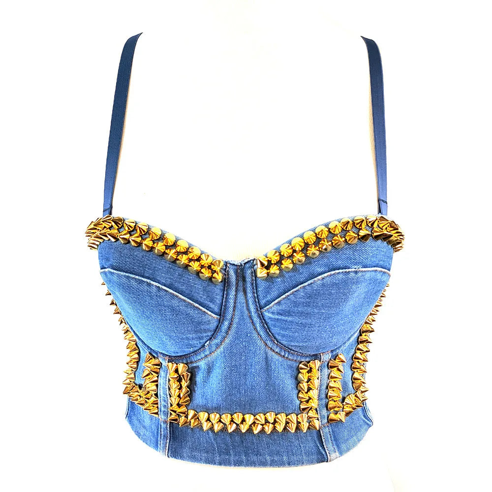 Women's Denim Bralette Cropped Top