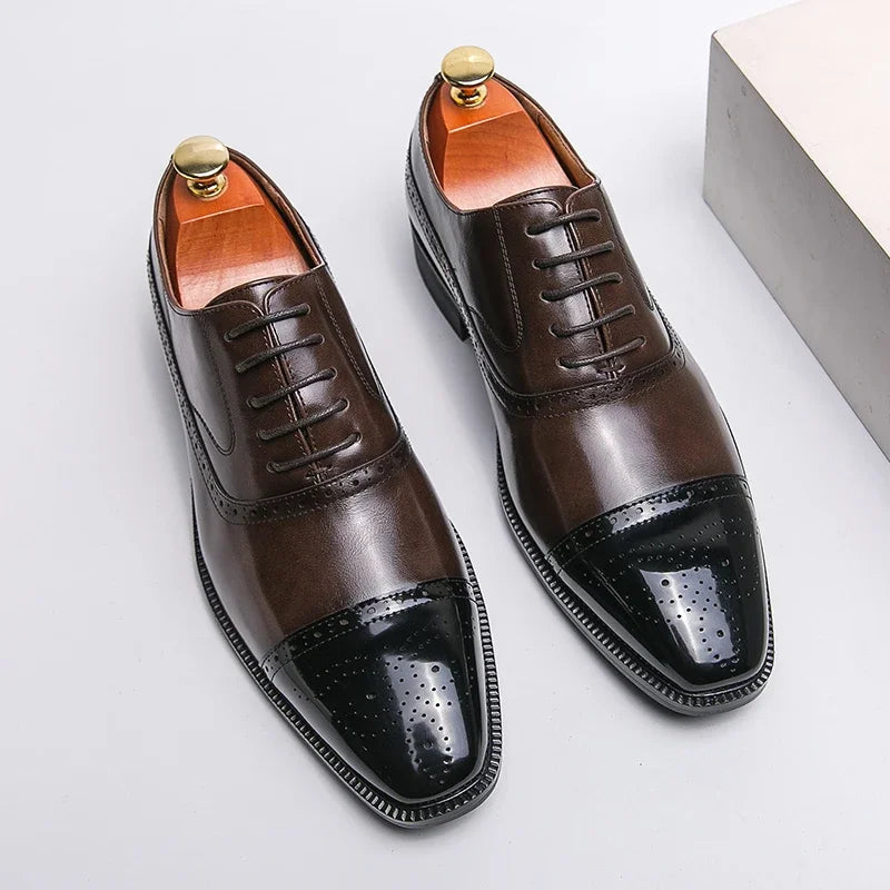 Men Brown Black Business Lace-up Pu Office  Brogue Shoes