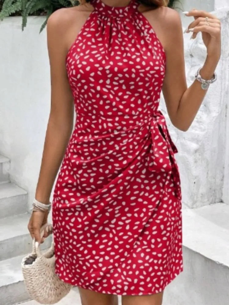 Elegant Sexy Sleeveless Neck-mounted Mini Dress