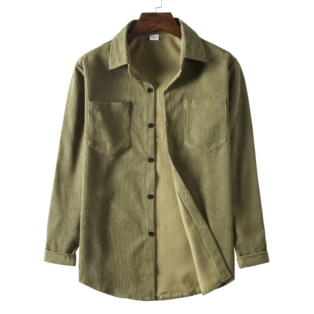 Herren Western Cord Langarm Casual Button Down Hemden