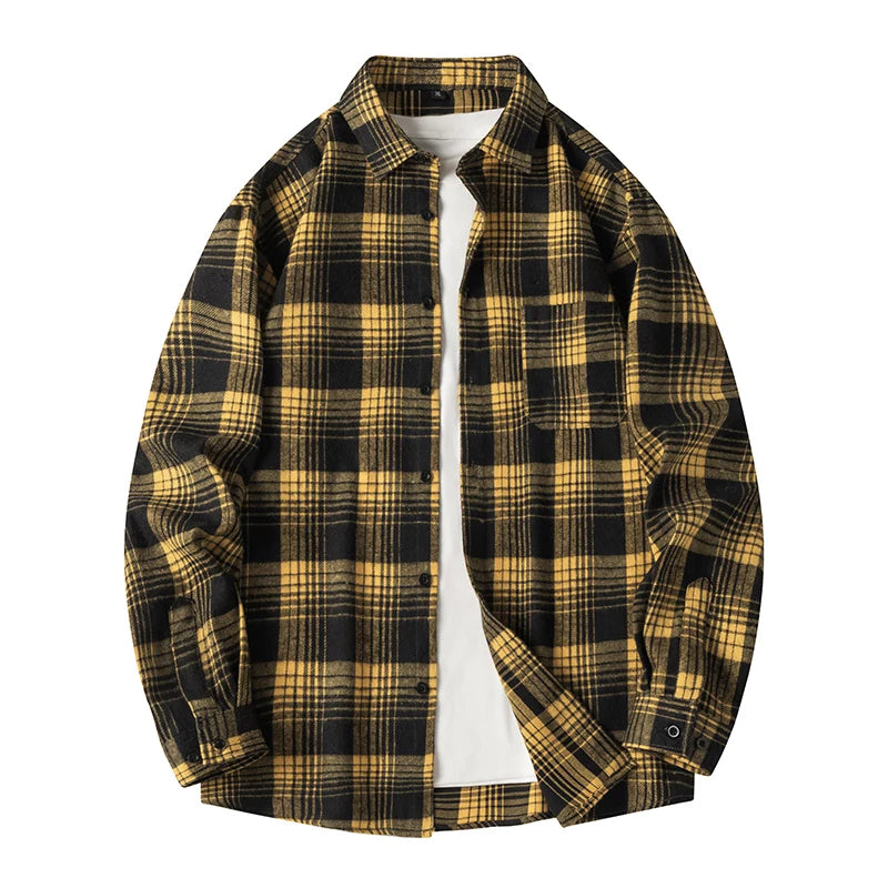 Herbst Langarm Blau Lose Herren Casual Hemd