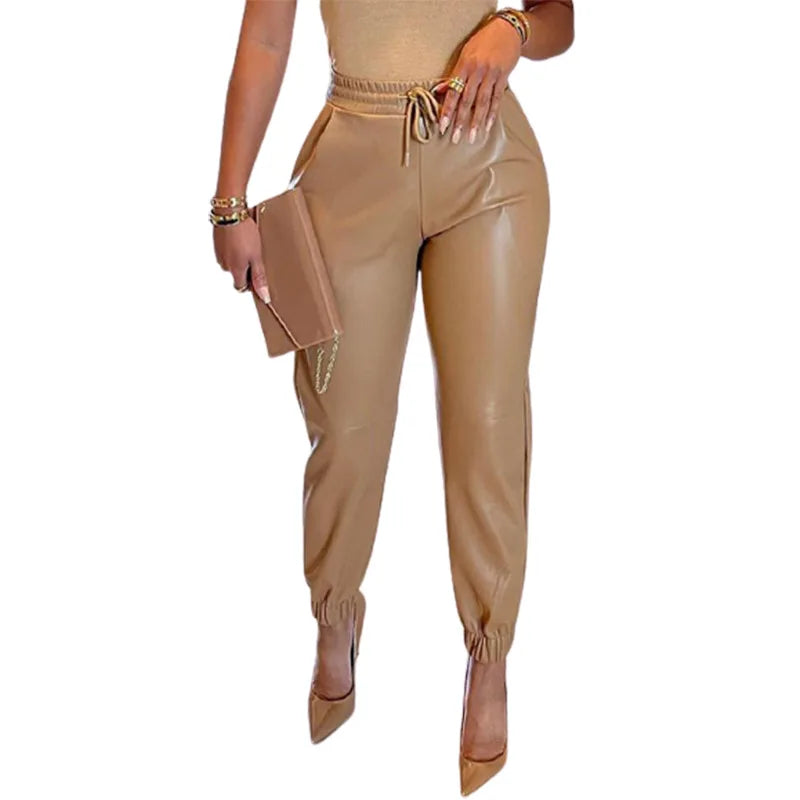 Sommer PU Leder Bund Fuß Haut Höhe Hose