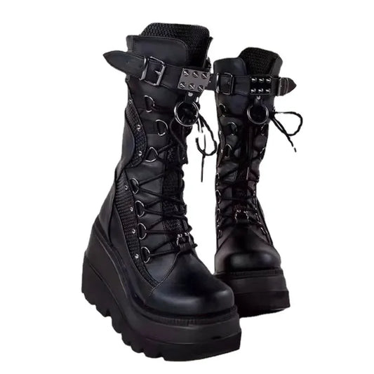 Neue Gothic Plateaustiefel für Damen