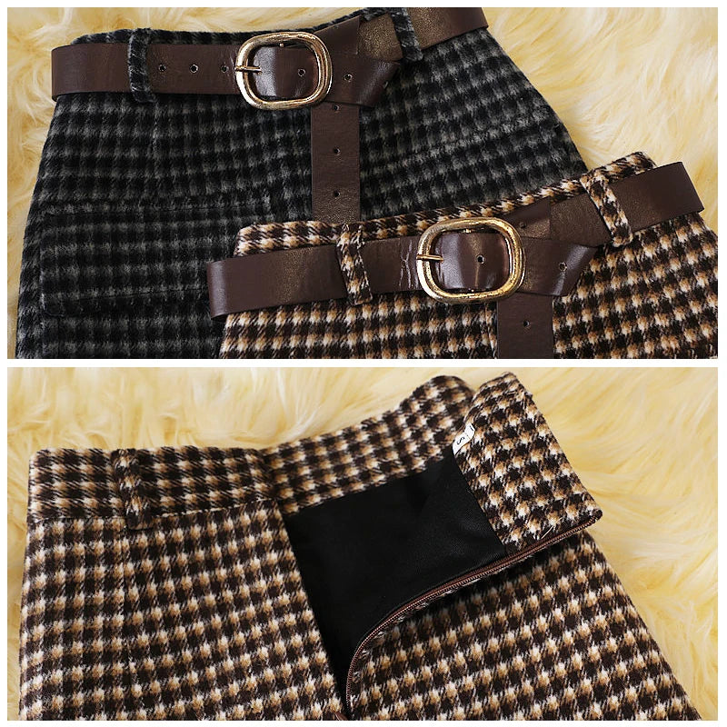 Herbst Neue High Waist Pocket Split Mittellange Röcke