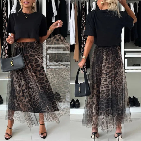 Eleganter Maxirock mit Leopardenmuster für Damen