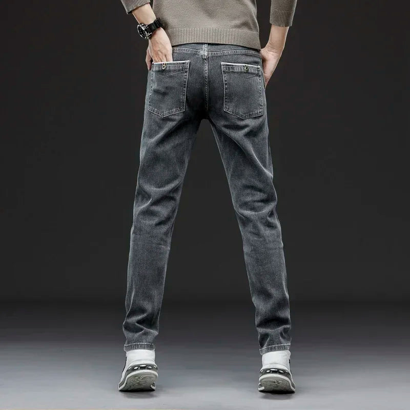 Autumn Winter New Men's Casual Cotton Stretch Slim Fit Jeans