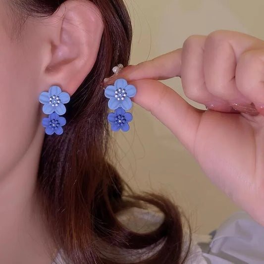 Women Double-layers Floral Dangle Earrings