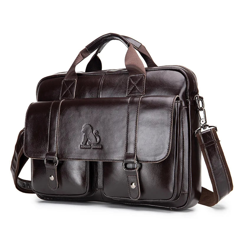 New 100% genuine leather briefcase laptop bag