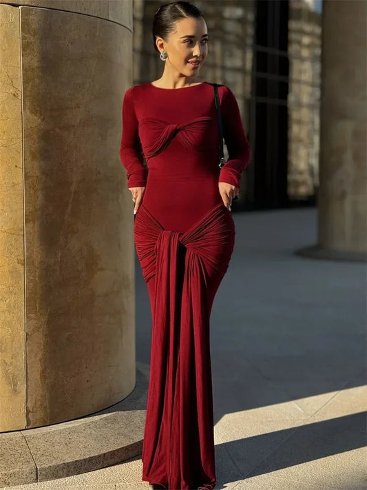 Tossy Damen Sexy Plissee Maxikleid